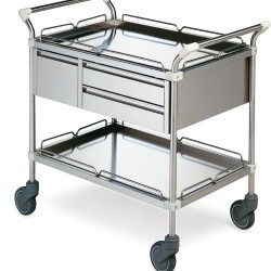 SHS - K816107 - Carrello di servizio in acciaio inox con tre cassetti